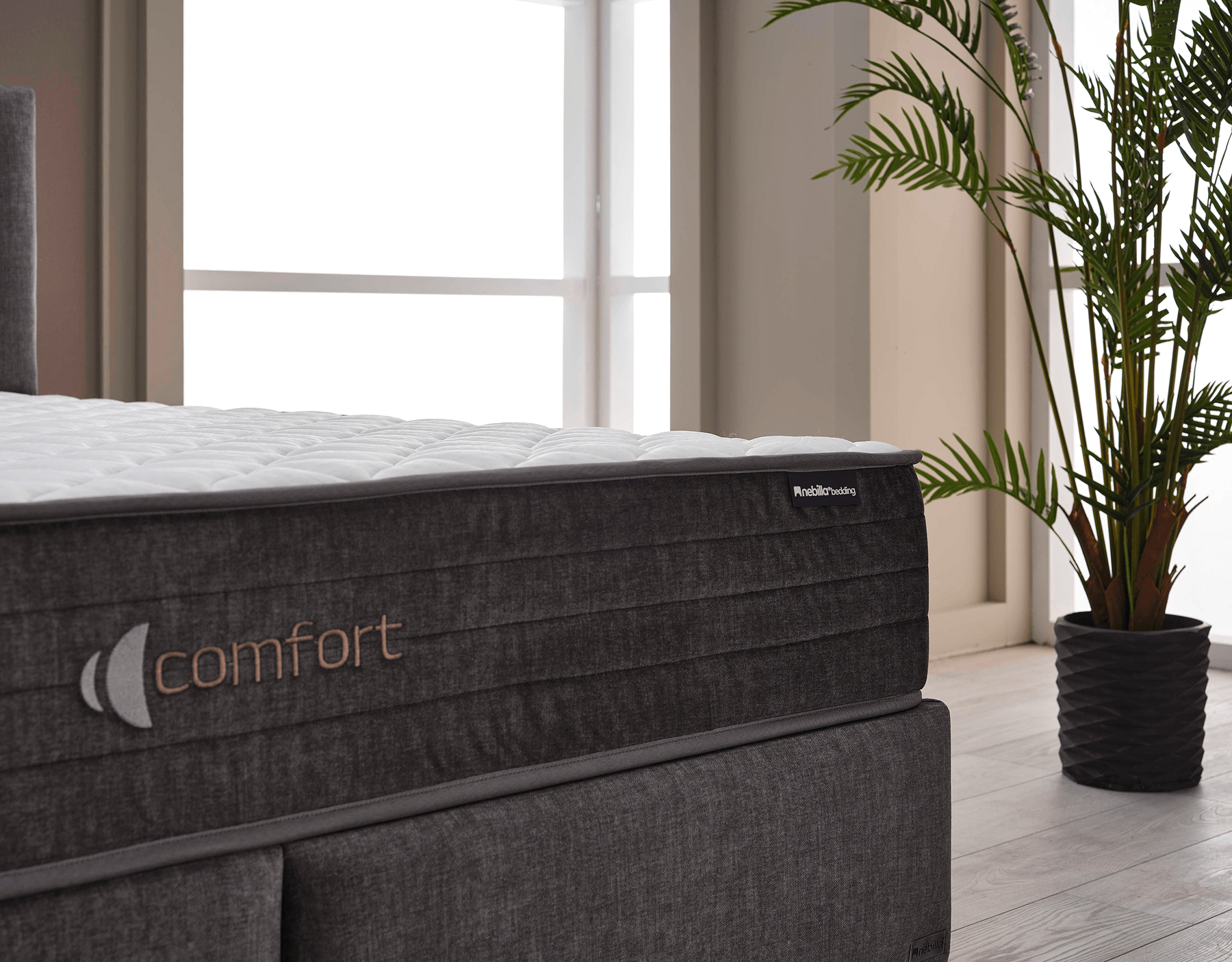 Comfort Yatak ve Comfort Baza'nın birleşimi, modern ve estetik Dream Başlık ile tamamlanarak hem konfor hem de şıklığı bir araya getiriyor.